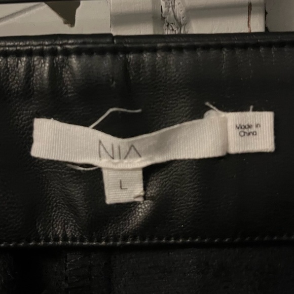 NIA COQUETTISH PREMIUM FAUX QUALITY BLACK LEATHER WIDE LEG FANCY PANTS - Picture 8 of 10